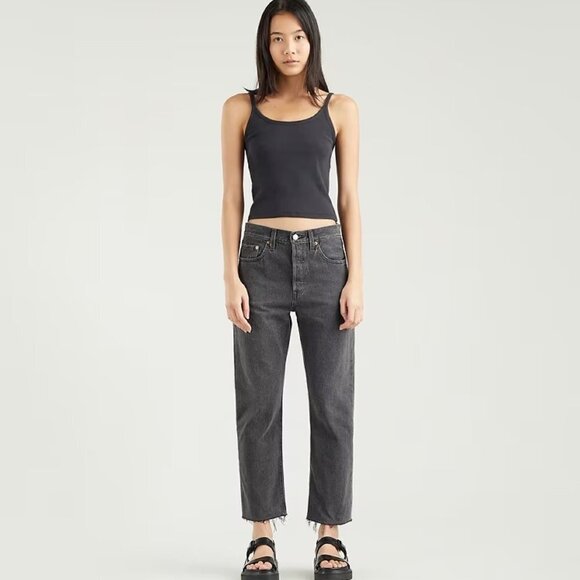 LEVI'S 501 CROP JEANS Get Off My Cloud - Black - Picture 2 of 7